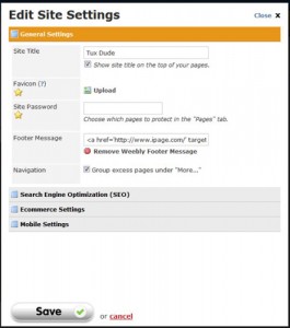 Weebly Settings