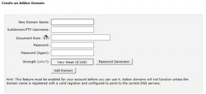 cPanel AddOn Domain