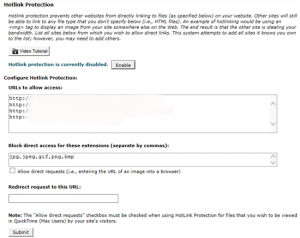 cPanel Hotlink Protection