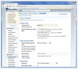 Dreamhost Control Panel