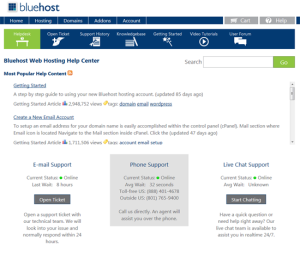 Bluehost Support Site