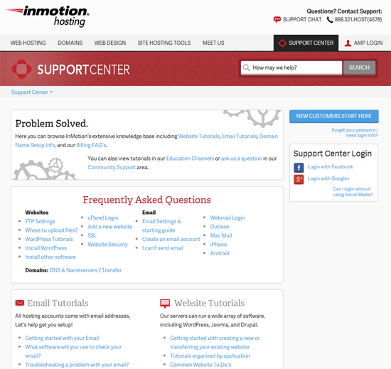 InMotion Hosting Support Site