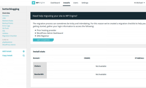 WP Engine Dashboard Installs
