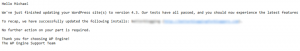 WP Engine Upgrade Notification