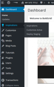 BoldGrid Inspirations Menu