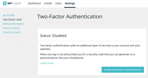 WP Engine Two Factor ID