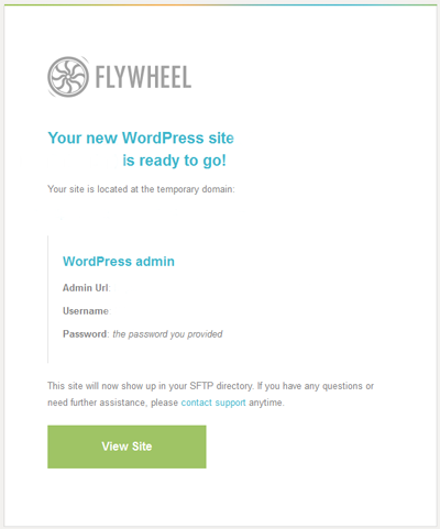Flywheel Site Ready Email