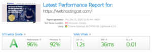 WP Engine Speed Test GTmetrix
