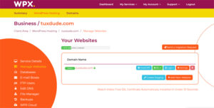 WPX Hosting Dashboard