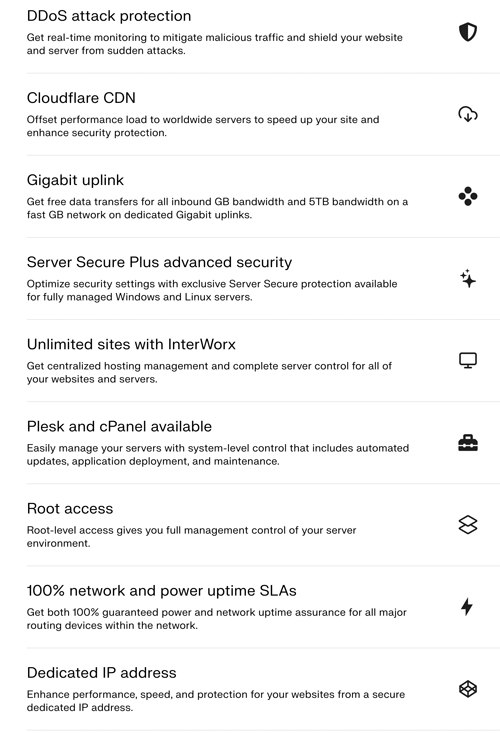 Liquid Web Cloud Dedicated Features