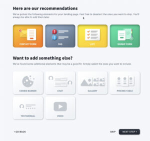 GetResponse AI Landing Page Options