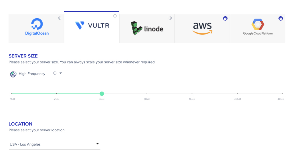 Cloudways Cloud Providers