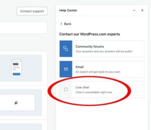 WordPress.com Live Chat Unavailable