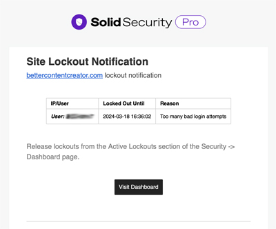 Site Lockout Notification