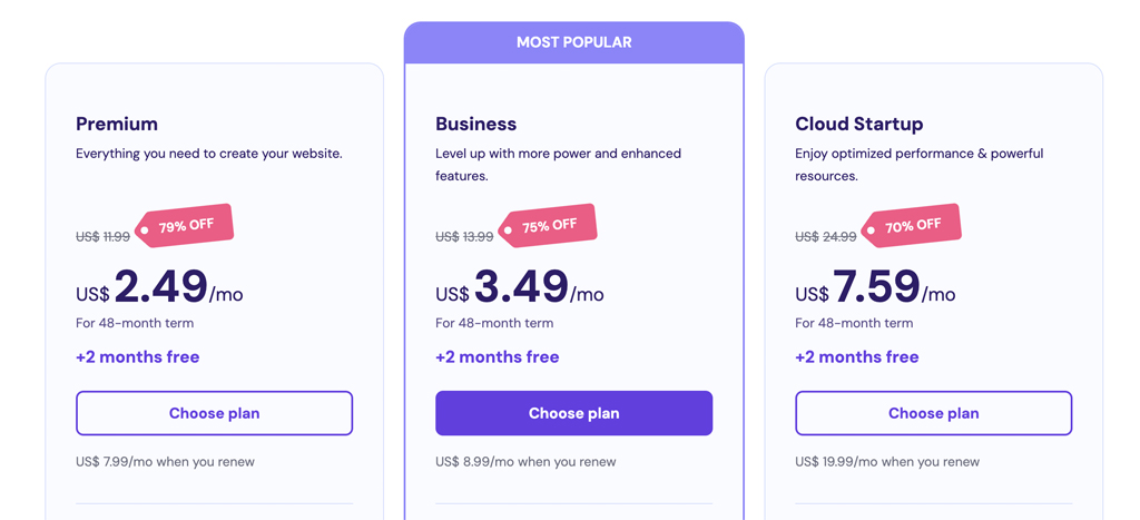 Hostinger Pricing