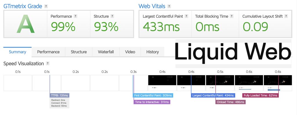 Liquid Web Speed Test Results