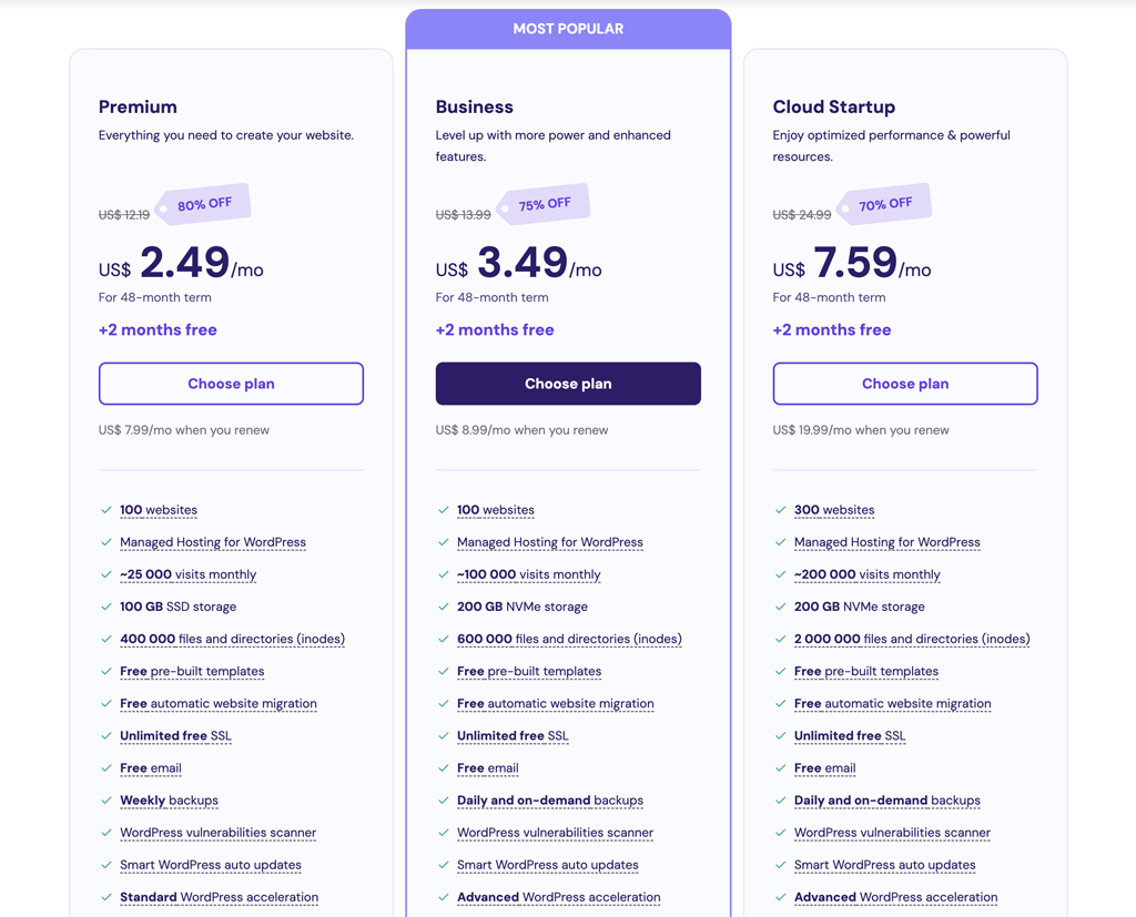 Hostinger Pricing and Plans