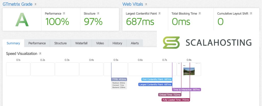 ScalaHosting Speed Test Results