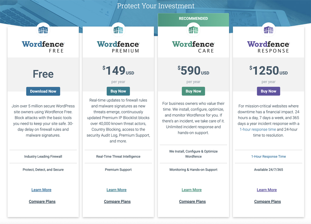 Wordfence Pricing and Plans
