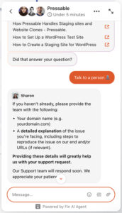 Pressable Automated Chat Support
