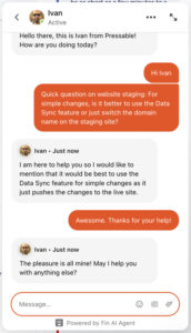 Pressable Live Chat Support