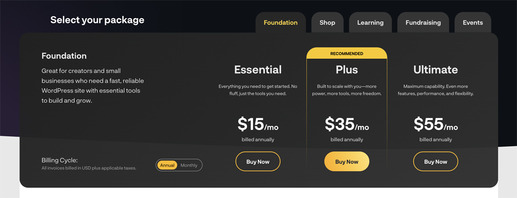 StellarSites Pricing and Plans