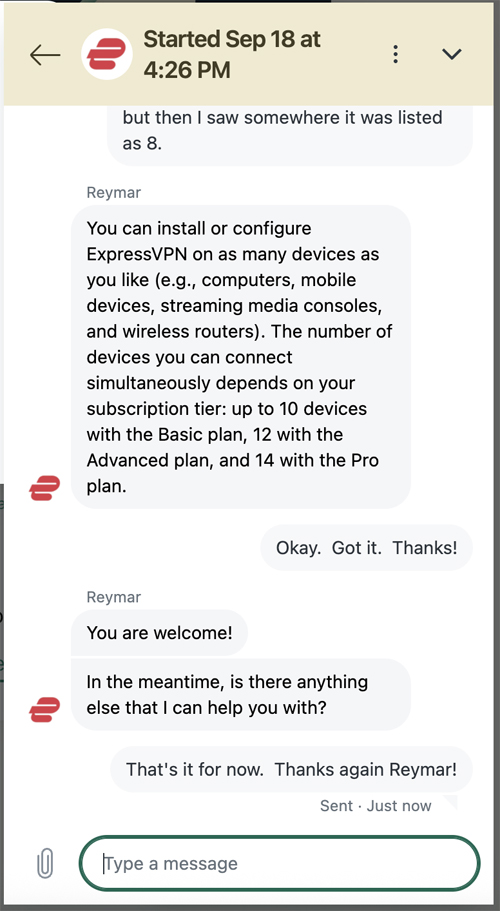 ExpressVPN Live Chat Support