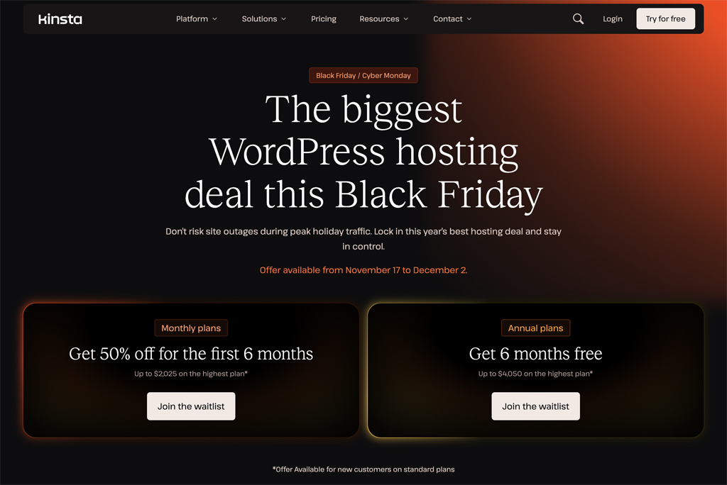 Kinsta Black Friday Sale