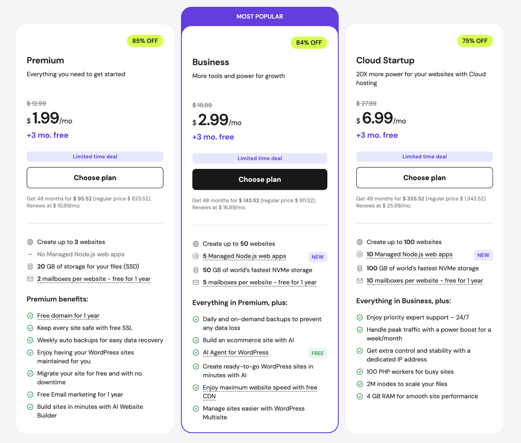 Hostinger Pricing and Plans