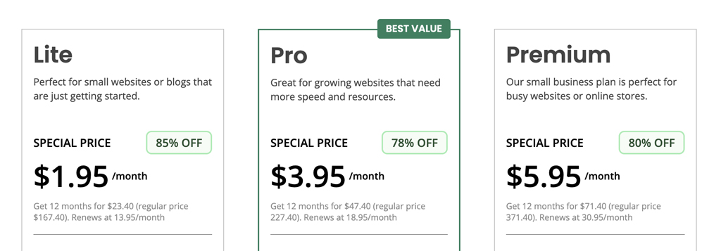 GreenGeeks Discount Pricing