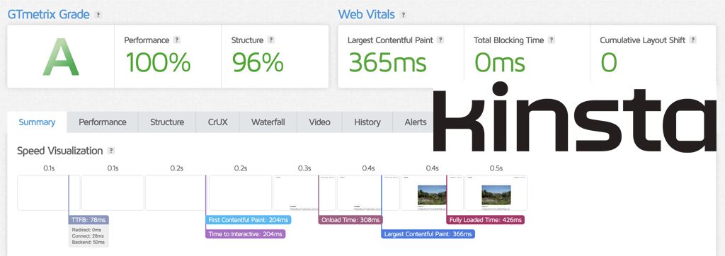 Kinsta Speed Test Results